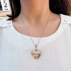 Gargantilha Coração Cravejado 50cm - Malivi Store