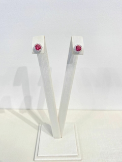 Brinco Ponto Rosa Cravejado Prata 925