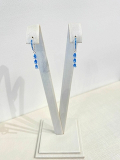 Brinco Pêndulo Gota Azul Prata 925