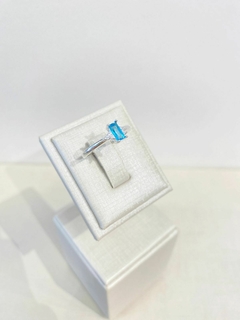 Anel Retângulo Azul Prata 925 - comprar online