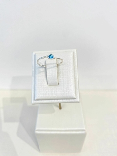 Anel Zircônia Azul Prata 925