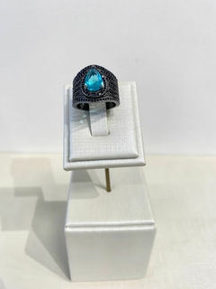Anel Ródio Negro Azul - comprar online