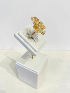 Anel Flor Vazado Banho de Ouro - comprar online