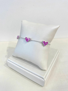Pulseira Três Corações Rosa na internet