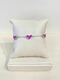 Pulseira Três Corações Rosa - comprar online
