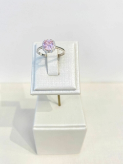 Anel Zircônia Rosa Quadrada - comprar online