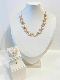 Conjunto Pérola & Folhas Cravejado - comprar online