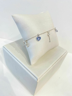 Pulseira Chave, Cadeado, Coração Zircônia Lilás - comprar online