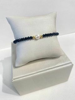 Pulseira Pérola Natural Zircônia Preta - comprar online
