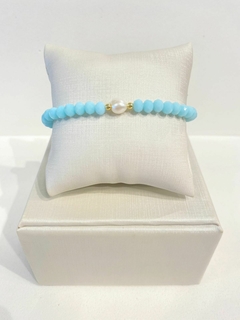 Pulseira Pérola Natural Zircônia Azul