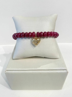 Pulseira Coração Design Vazado Rubi