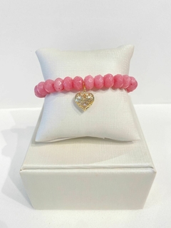 Pulseira Coração Design Vazado Quartzo Cherry