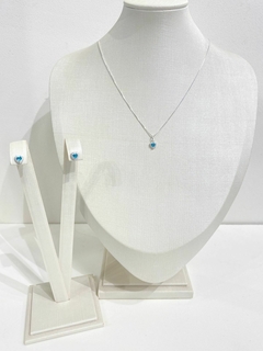 Conjunto Coração Azul Cravejado - comprar online