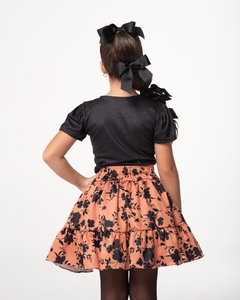 CONJUNTO DE SAIA COM BLUSA MANGA TRADICIONAL FLORES DE INVERNO - Bella Kids Moda Infantil