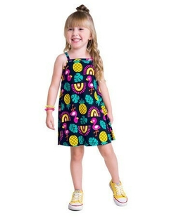 Vestido Infantil Kyly Flamingo e Abacaxi