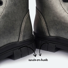 Bota Coturno Feminina Pampili Lucky com Zíper Grafite - Bella Kids Moda Infantil