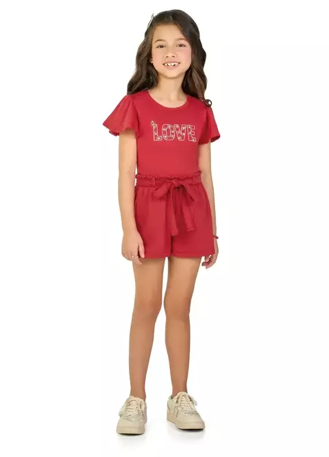 CONJUNTO BLUSA MEIA MALHA SHORT EM COTTON BEE HONEY MARLAN REF. 64966