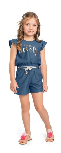 Conjunto infantil menina blusa e shorts molecotton Marlan