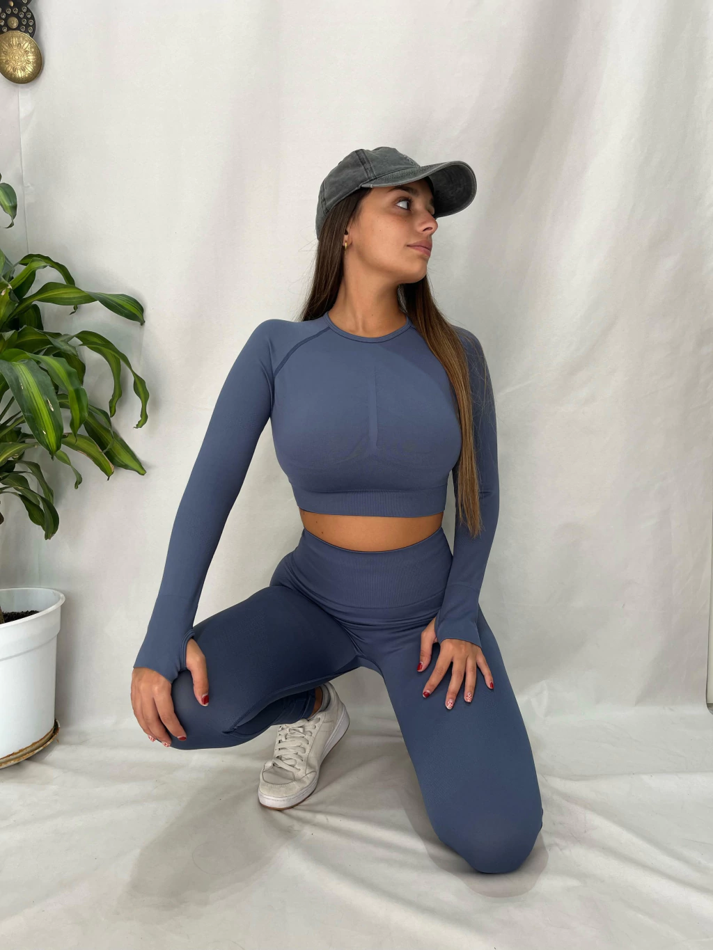 Conjunto seamless manga larga (azul)
