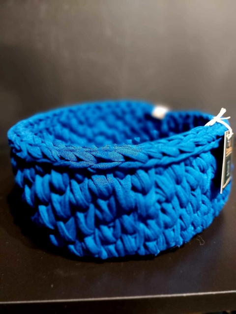 Cachepot Crochê Azul - Tam. M