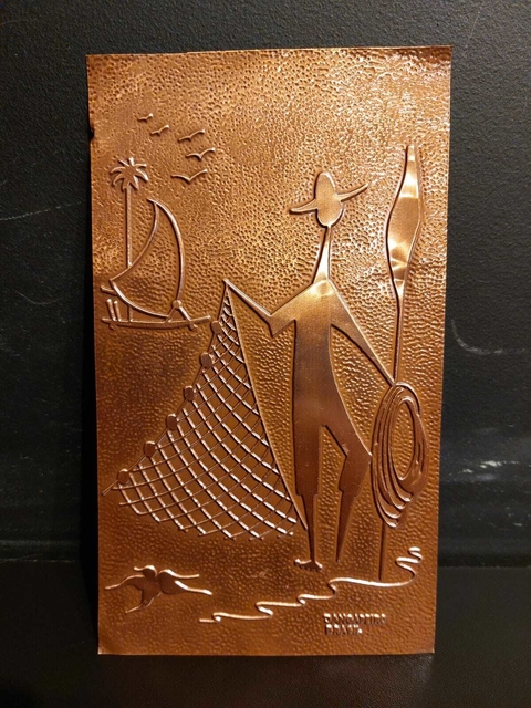 Placa em cobre - cotidiano popular - PESCADOR