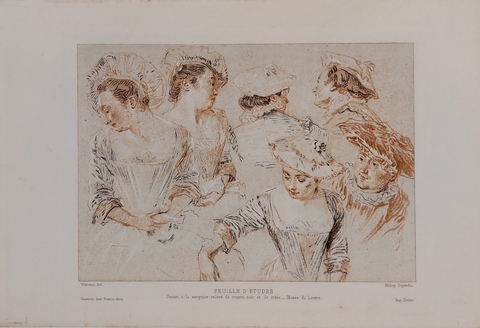 Estudo de mulheres em crayon - Antoine Watteau
