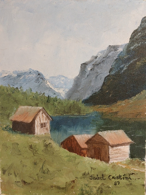 Quadro óleo sobre tela - Casas (1987)