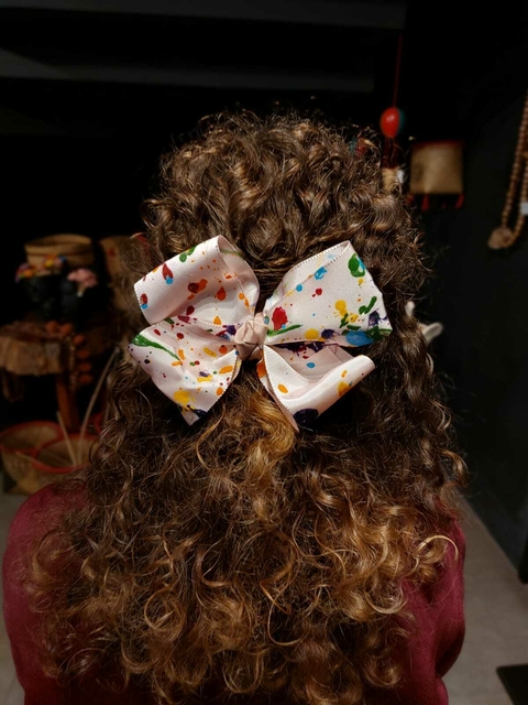 Laço rosa - Laços de Artista (inspirado em Pollock)