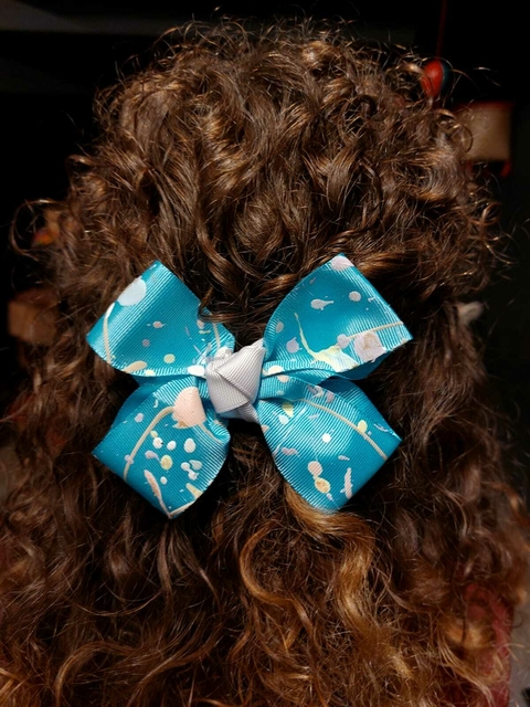 Laço azul - Laços de Artista (inspirado em Pollock)