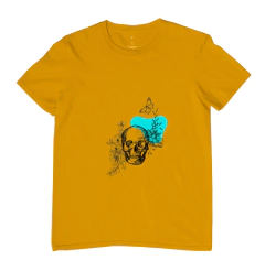 Camiseta Estampada Caveira e Borboleta - Lùsso