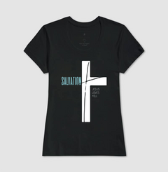 Camiseta Feminina Preta Salvation na internet