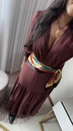 Imagem do VESTIDO LIBERTY MANGA LONGA - MARROM