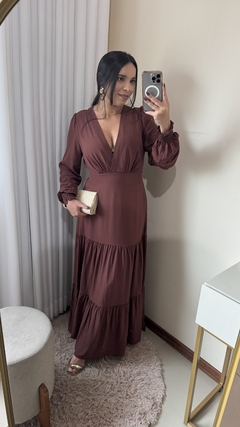 VESTIDO LIBERTY MANGA LONGA - MARROM na internet
