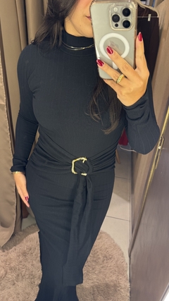 VESTIDO CANELADO GOLA ALTA - comprar online