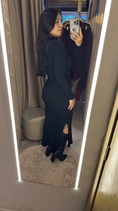 VESTIDO CANELADO GOLA ALTA na internet