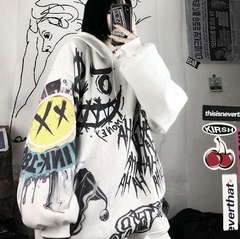 Inverno graffiti oversized moletom com capuz masculino/feminino engraçado gross