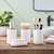 Set 6 Piezas Baño Jabonera Dispenser Vaso Porta Cepillo Escobilla Y Cesto Basura Bambú