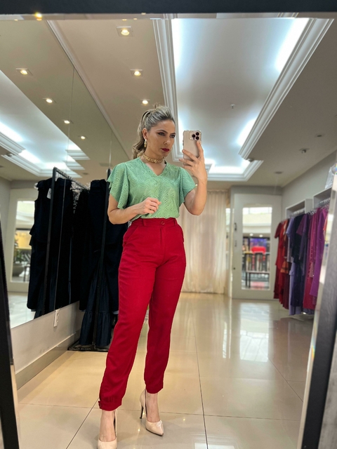 Laise blouse with elastane and puff sleeves - buy online