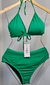 Conj. Biquíni Hot Pant e Cortininha fixa - Verde Bandeira