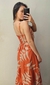 Vestido Três Saias Bord. Folhas - Laranja e Off - comprar online