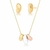 CONJUNTO DE BRINCO E COLAR OVAL BANHADO A TRÊS TONS