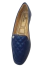Mocassim Feminino Confortável Clássico Bico Redondo na cor Azul Indigo, com detalhe em matelassê.