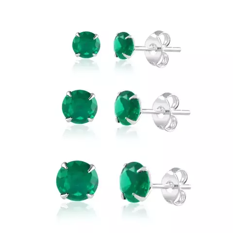 Brinco de Zircônia Verde - Prata 925 - comprar online