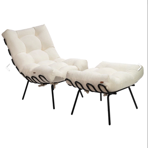 Poltrona costela e Puff de Ferro