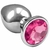 Plug Anal de Aço Inoxidável com Cristal Arredondado Pink Sexy Import