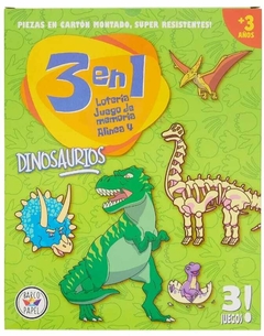 JUEGO DE MESA 3 EN 1 - DINOSAURIOS