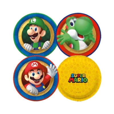 Prato Redondo Super Mario Sortido - 18 cm - 08 unidades