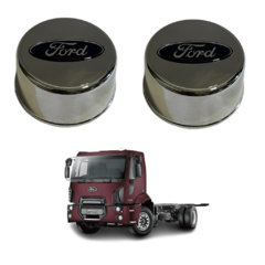 Par Sobre Tampa Cromada Cubo Ford 3/4 Com Emblema - Rubinho Auto Peças