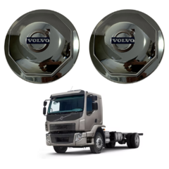 Par Sobre Tampa Cromada Cubo Diant Volvo FH NH Com Emblema - Rubinho Auto Peças