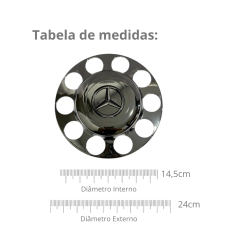 Par Sobre Tampa Cromada Cubo MB Actros Axor Com Emblema